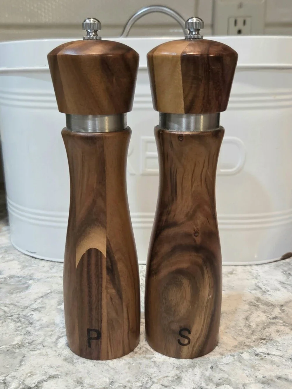 1 Set Gennua Kitchen Acacia Wood Salt and Pepper Grinder Set Working Mills 9in